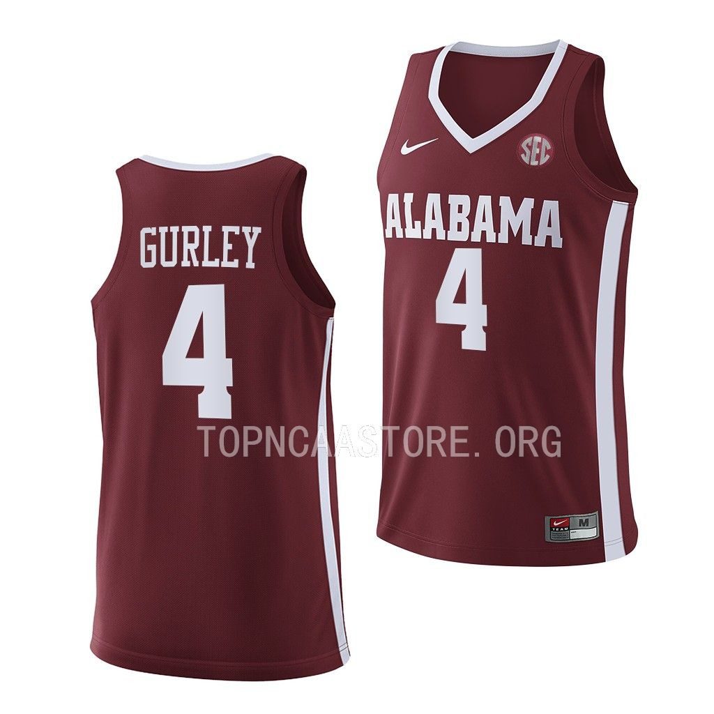 Men's Alabama Crimson Tide Noah Gurley #4 Replica Crimson 2022-23 NCAA College Basketball Jersey